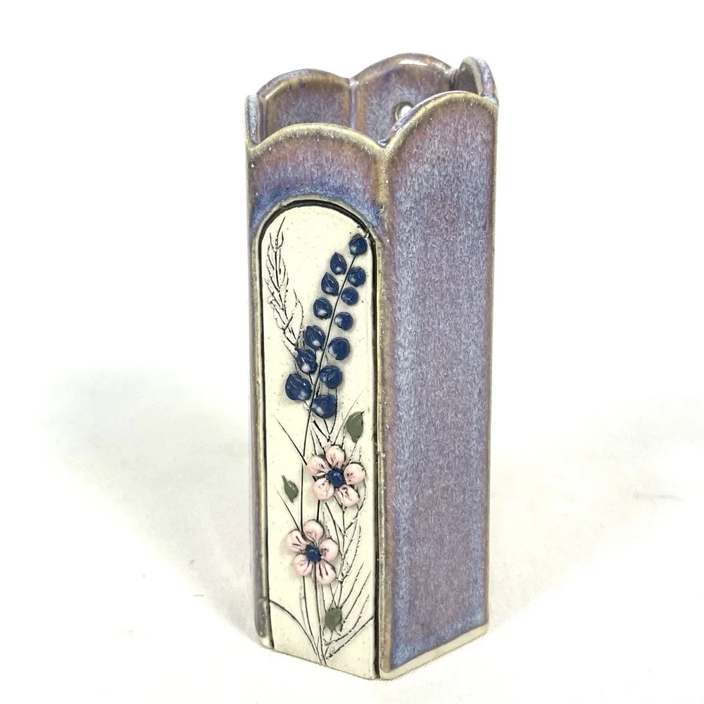 Donna Roberts Wild Rose Montana Pottery Bud Vase Wall‎ Pocket Iridescent Floral